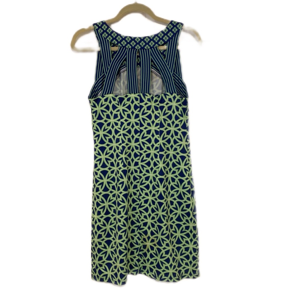 Gretchen Scott Designs SZ S Blue/Green Jersey Isosceles Cut Out Dress - Picture 4 of 7